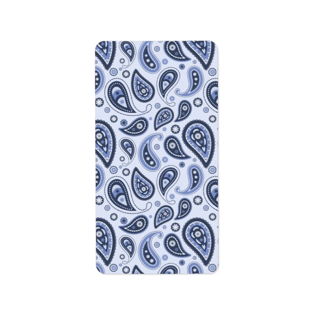 Blue Paisley Mönster Adressetikett (Framsidan)