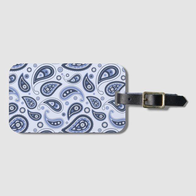 Blue Paisley Mönster Bagagebricka (Framsida horisontal)