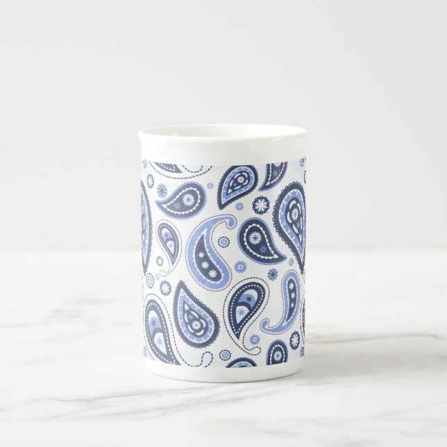 Blue Paisley Mönster Benporslin Mugg (Framsidan)