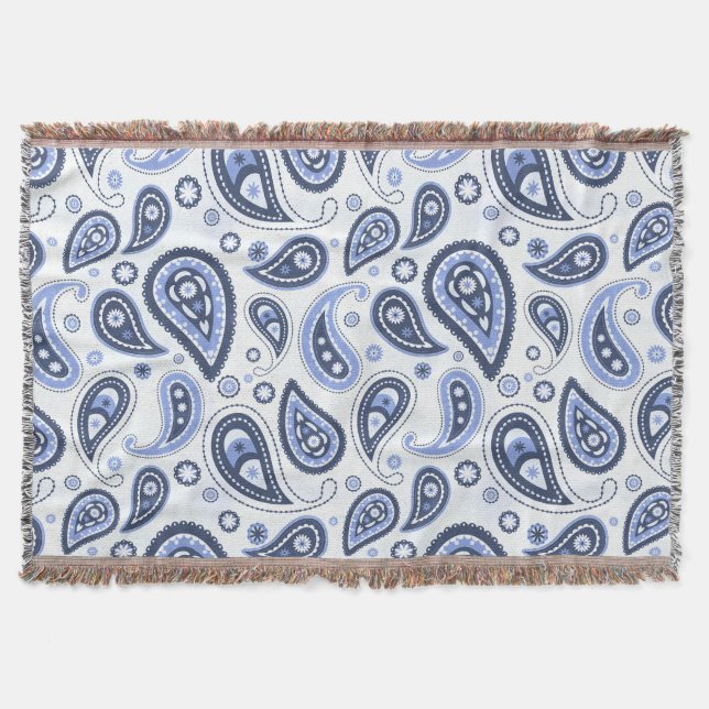 Blue Paisley Mönster Filt (Framsidan)