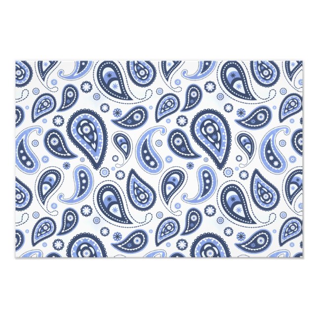 Blue Paisley Mönster Fototryck (Framsidan)