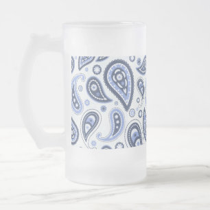 Blue Paisley Mönster Frostat Ölglas
