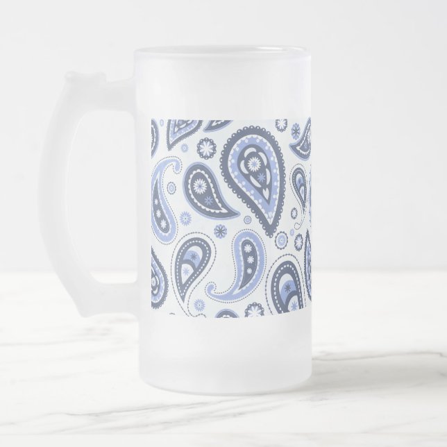 Blue Paisley Mönster Frostat Ölglas (Vänster)