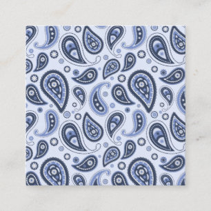 Blue Paisley Mönster Fyrkantigt Visitkort
