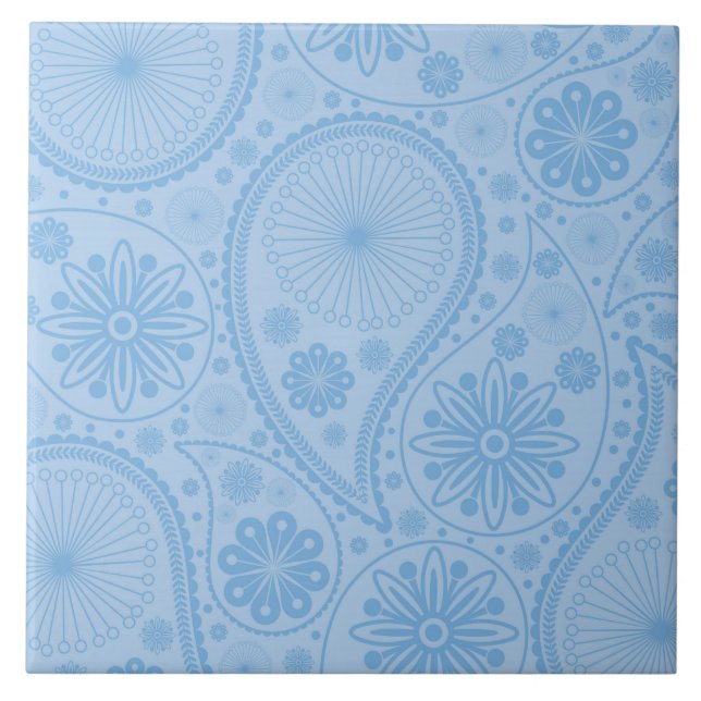 Blue paisley mönster kakelplatta (Framsidan)