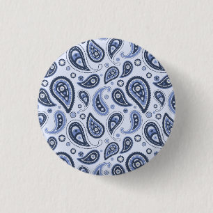 Blue Paisley Mönster Knapp