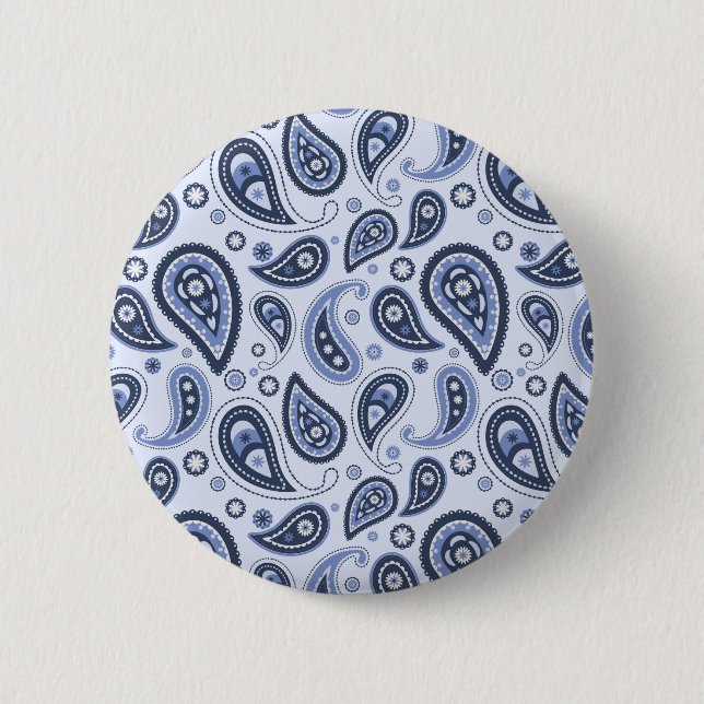Blue Paisley Mönster Knapp (Framsida)