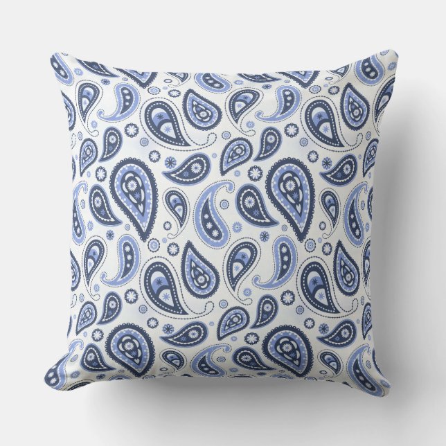 Blue Paisley Mönster Kudde (Framsida)