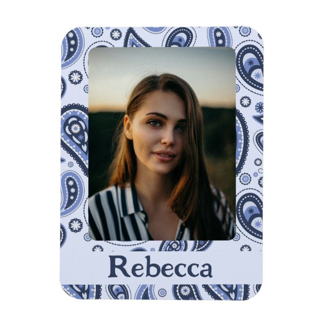 Blue Paisley Mönster Magnet (Vertikal)