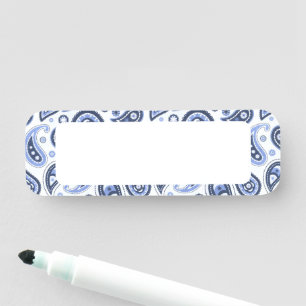Blue Paisley Mönster Namnbricka