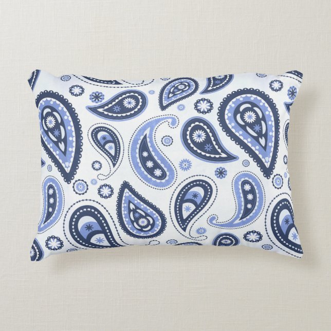 Blue Paisley Mönster Prydnadskudde (Framsidan)