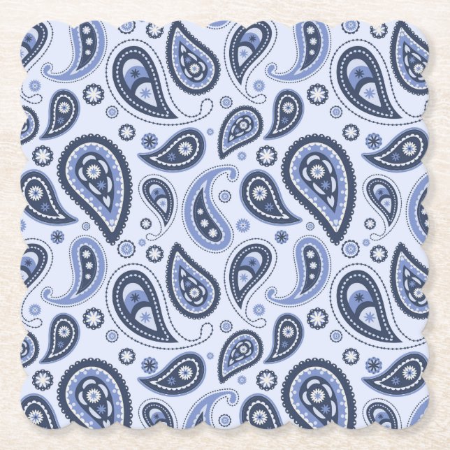 Blue Paisley Mönster Underlägg Papper (Framsida)