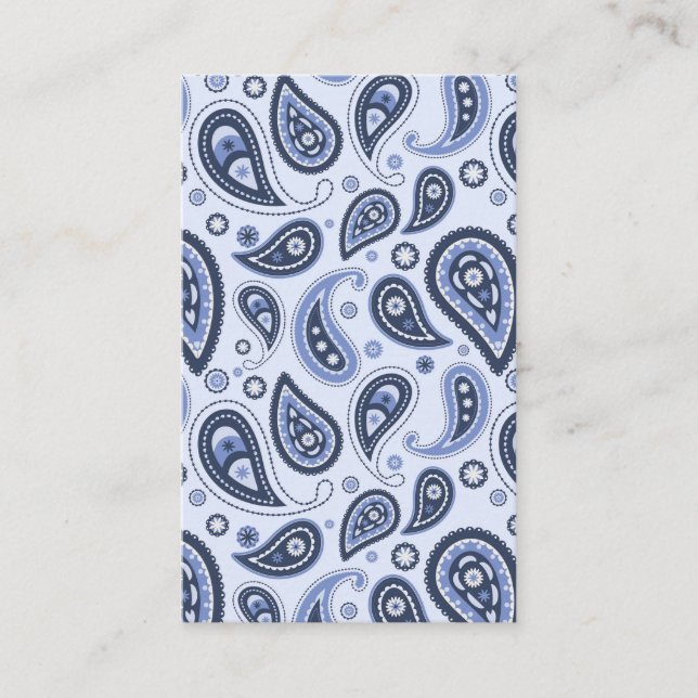 Blue Paisley Mönster Visitkort (Framsida)