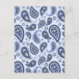 Blue Paisley Mönster Vykort