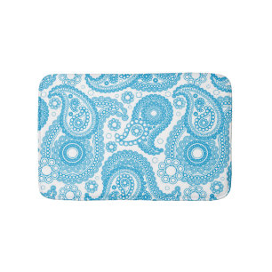 Blue Paisley på vit bakgrund Badrumsmatta