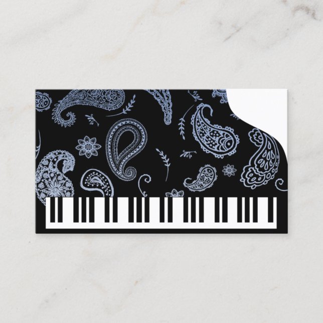 Blue Paisley Piano Affärskorts Visitkort (Framsida)