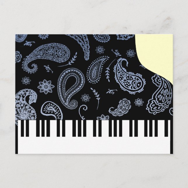 Blue Paisley Piano Vykort (Framsida)