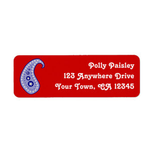 Blue Paisley Returadress Etikett