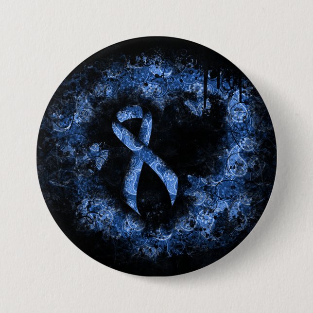 Blue Paisley Ribbon Grunge Heart Knapp (Framsida)