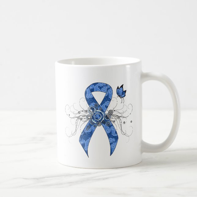 Blue Paisley Ribbon med Butterfly Kaffemugg (Höger)