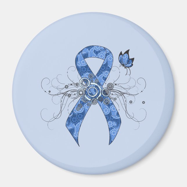 Blue Paisley Ribbon med Butterfly Magnet (Framsidan)