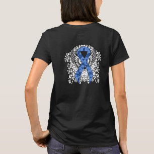 Blue Paisley Ribbon med Vingar T-shirt