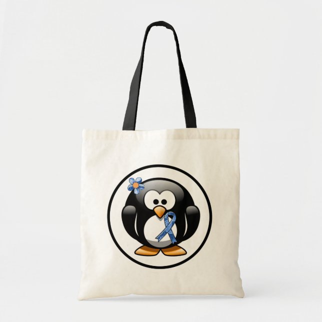 Blue Paisley Ribbon Penguin Tygkasse (Framsidan)