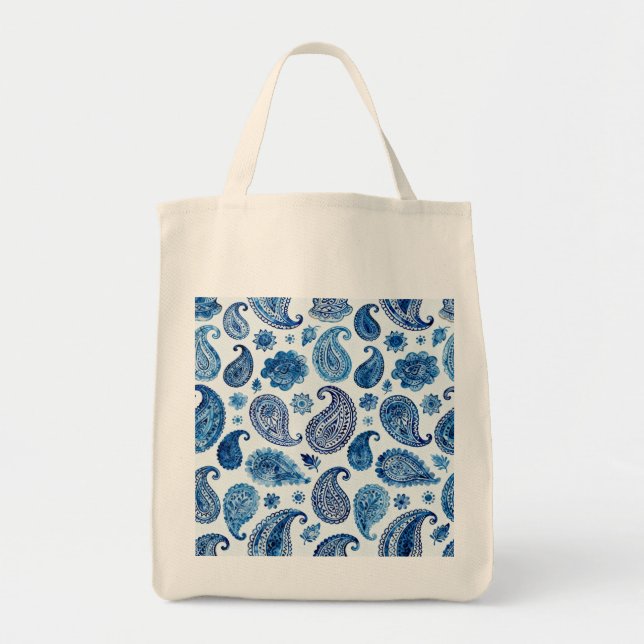 Blue Paisley Tote Bag för kvinnor Tygkasse (Framsidan)