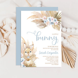 Blue Pampas Grass Boy Bunny Baby Shower-inbjudan Inbjudningar