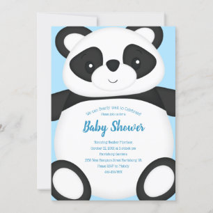 Blue Panda Bear Baby Shower Inbjudningar