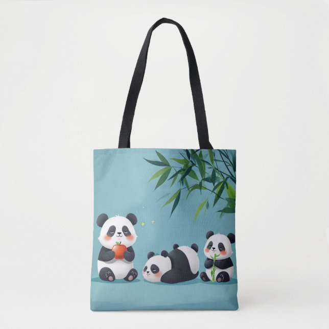 Blue Panda Tote Tygkasse (Framsida)