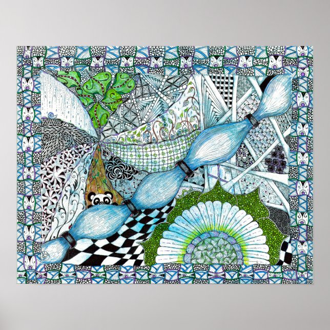 Blue Panda World Skriv ut Poster (Framsidan)