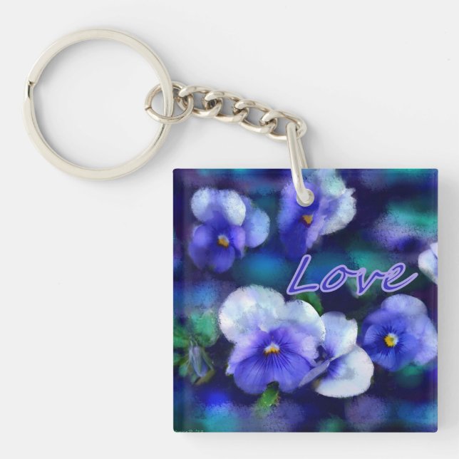 Blue Pansies Pansy Flower Blommigt Teal 'Kärlek' (Framsidan)