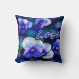 Blue Pansies Pansy Flower Blommigt Teal 'Kärlek' Kudde
