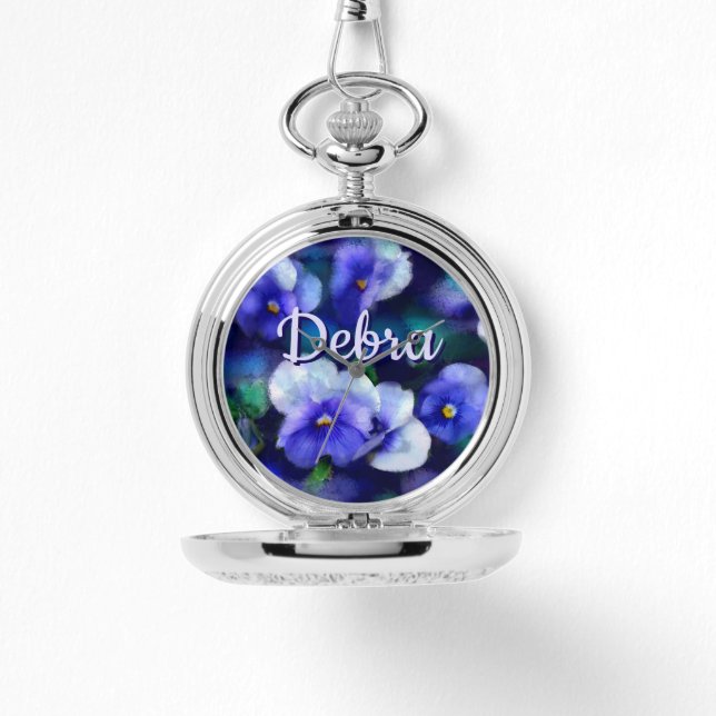 Blue Pansies Pansy Flower Floral Personalized Armbandsur (Framsida)