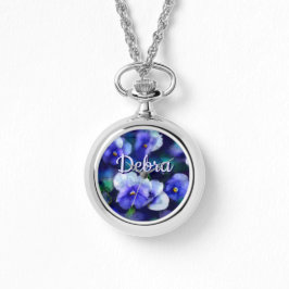 Blue Pansies Pansy Flower Floral Personalized Armbandsur