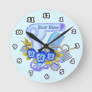 Blue Pansy Beauty Parlor beautician klocka