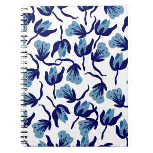 Blue Pansy-Blommigt: Handritad sömlös. Anteckningsbok
