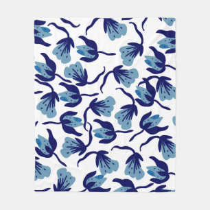 Blue Pansy-Blommigt: Handritad sömlös. Fleecefilt