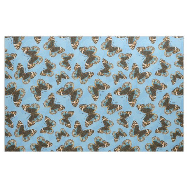 Blue Pansy Butterfly mönster Tyg (Fat Quarter)