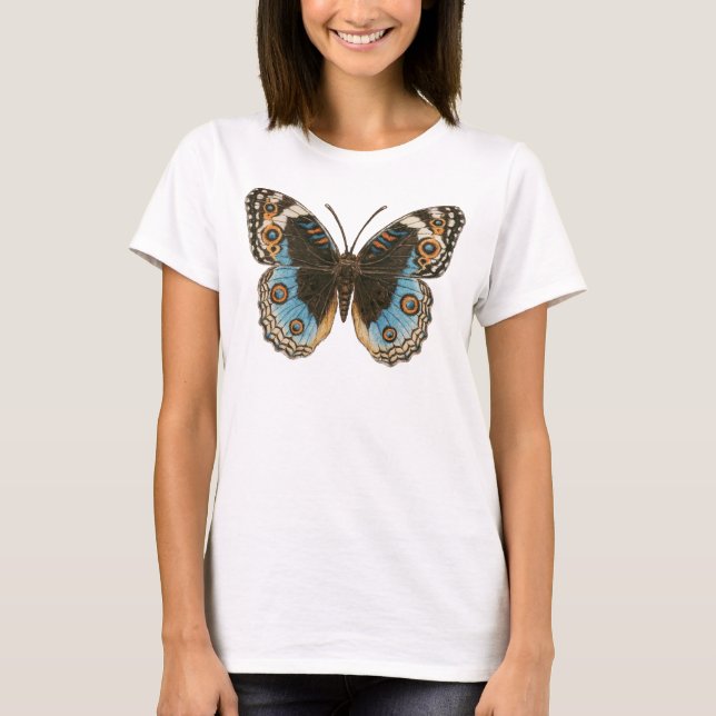 Blue Pansy Butterfly T-Shirt (Framsida)