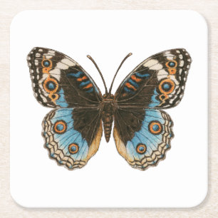 Blue Pansy Butterfly Underlägg Papper Kvadrat