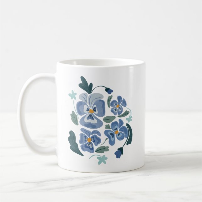 Blue Pansy Flowers Aesthetic Pansies Kaffemugg (Vänster)
