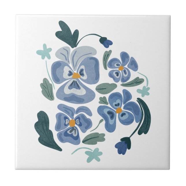 Blue Pansy Flowers Aesthetic Pansies Kakelplatta (Framsidan)