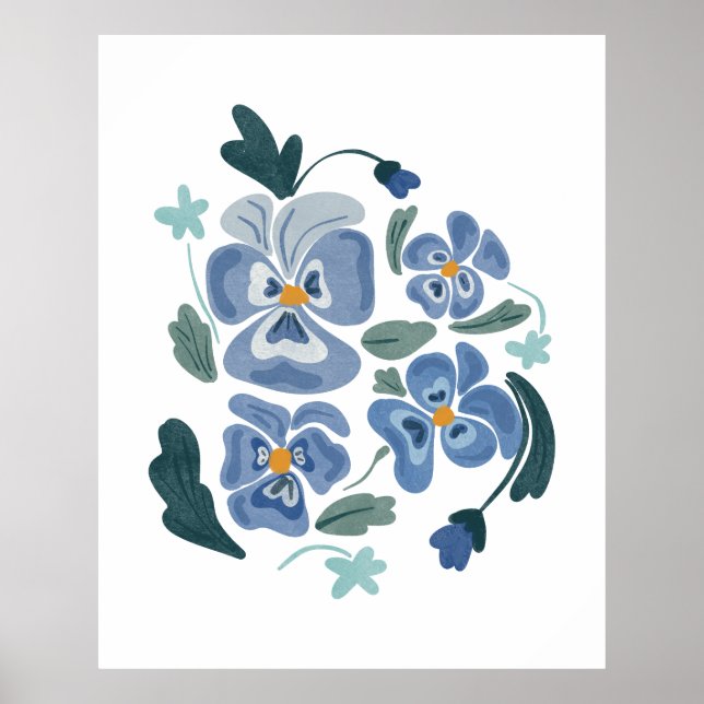 Blue Pansy Flowers Aesthetic Pansies Poster (Framsidan)