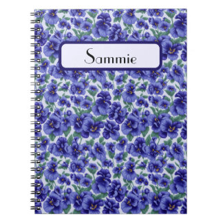 Blue Pansy Flowers Personalized Anteckningsbok