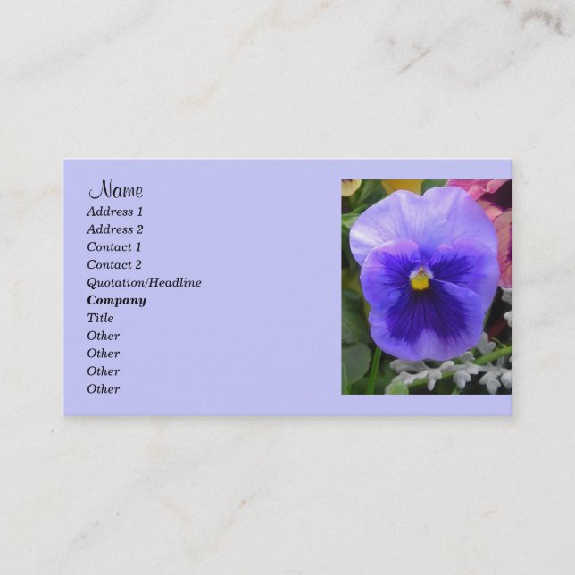 Blue Pansy,Gardeners Affärskort Visitkort (Framsida)