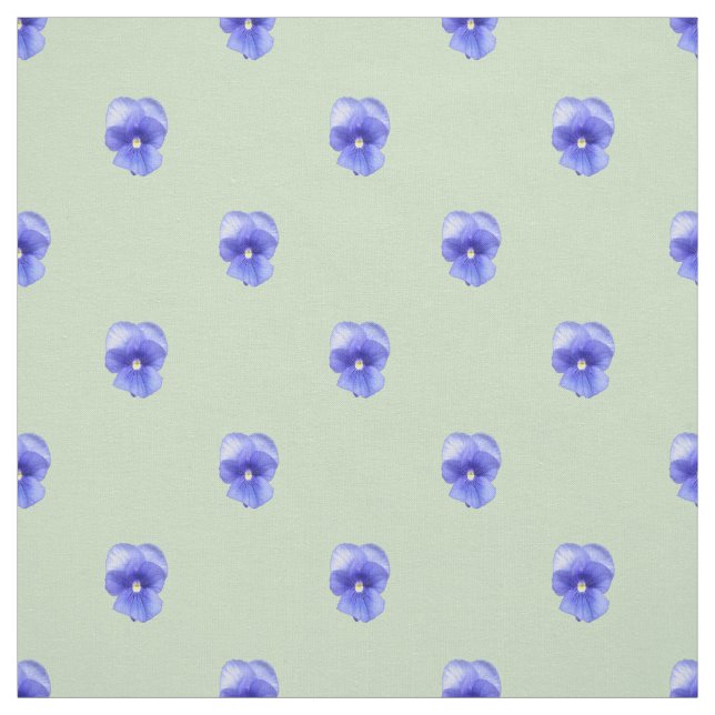 Blue Pansy on Mint - Fabric Tyg (Provkarta)