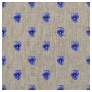 Blue Pansy on Natural Linen Tyg