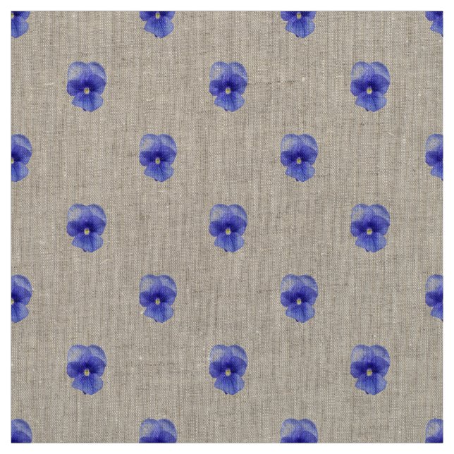 Blue Pansy on Natural Linen Tyg (Provkarta)